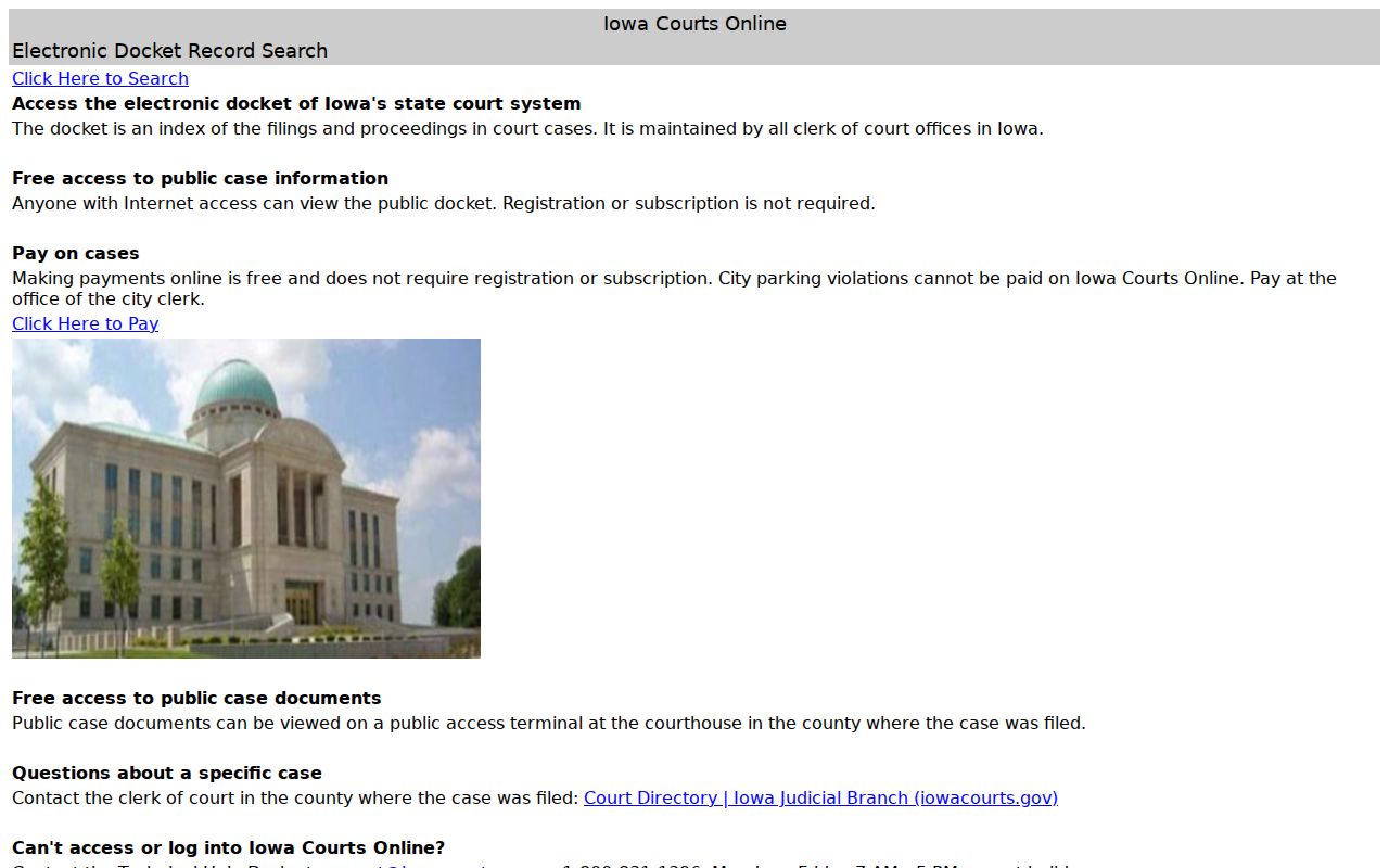 Kossuth County criminal case records search in Iowa Courts Online